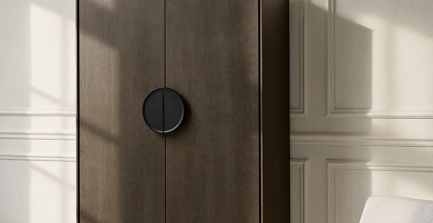 neoSLIM – samostojeći ormar Samostojeći ormar s neoSLIM frontama u hrastu Tobacco i okruglom ručkom