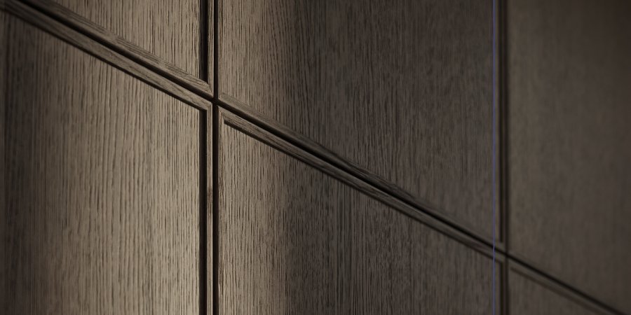 neoSLIM – detalj okvira Detalj tankog okvira na neoSLIM fronti od drvenog furnira
